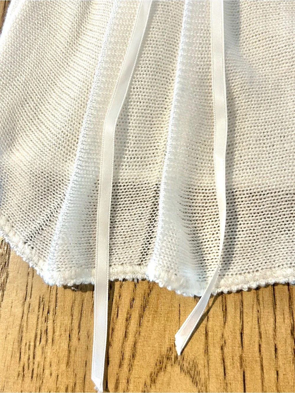 VTG 60’s 70’s White Knit Baby Dress Lace Satin Ribbon 12-18 Months?